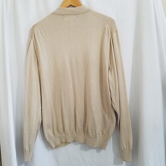 Paul Fredrick Men’s Polo Sweater –Size XL –Beige –Silk, Cashmere & Cotton Blend - Picture 2 of 14